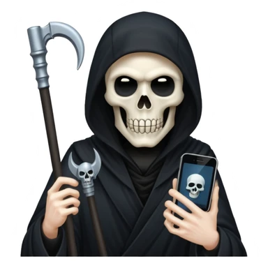 grim reaper holding one phone sticker