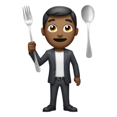 Spder man holding a spoon and fork sticker