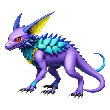  Exotic colorful modern cyber-Fakémon-Digimon-Trico-Vernid-creature (full body) sticker