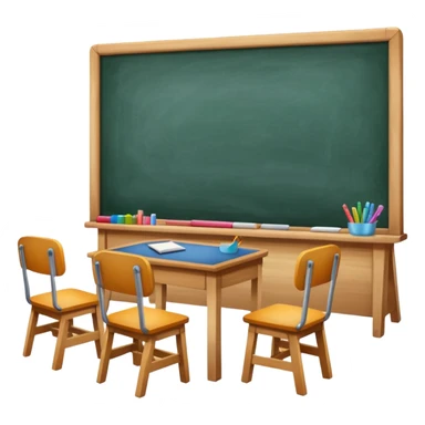 a classroom with a large blackboard sticker
