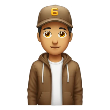 un chico joven, moreno con sudadera y gorra y ojos marrones claros sticker