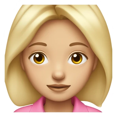 Blonde girl with hazel eyes, has long and thick eyelashes, wearing a pink shirt sticker