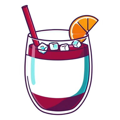 traditional sangria drink filled with ice cubes, red wine, orange and apple slices, very icy and cold sticker