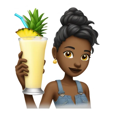 girl drinking a piña colada out of a glass ￼ sticker