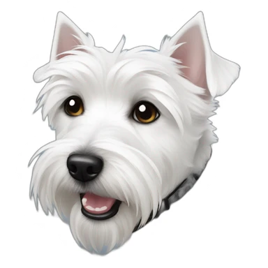  white maltesse-westie with black ear sticker