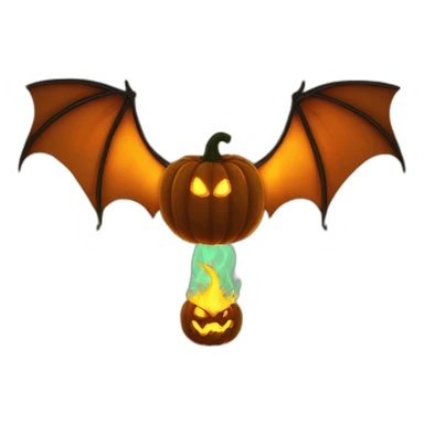 flat pumpkin earth on fire with bat wings sticker
