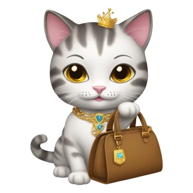 Princess Cat with hand bag  sticker