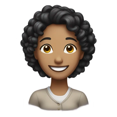 A happy and smiling curly balsck hair woman  sticker