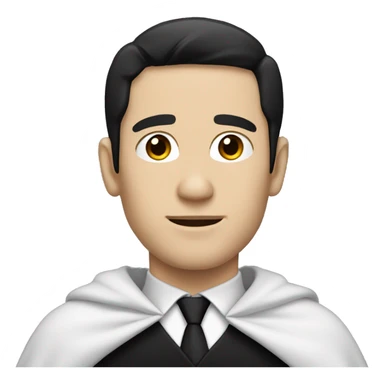 White skin man with black hair, wearing a suit with a black cape on the shoulders sticker