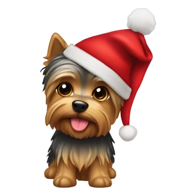 Un yorky con gorro de navidad sticker