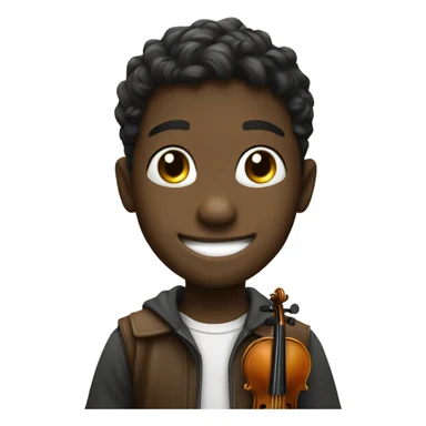 Boy smiling with. Violin sticker