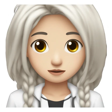 hyunjin con ojos cerrados, pelo negro, suéter blanco sticker