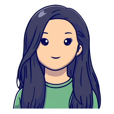 cute girl with long hair sticker