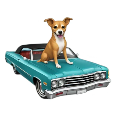 Dog in a 64 Impala low rider sticker