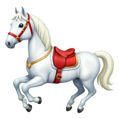 christmas new year's white horse with a red saddle sticker