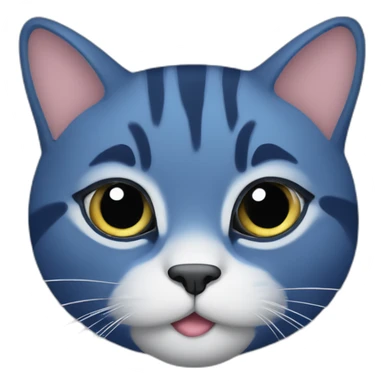 Deep blue pudgy big cute cat sticker