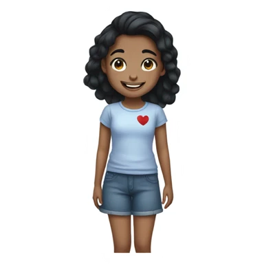 smiling girl with black hair and a heart shaped birthmark on her cheek sticker