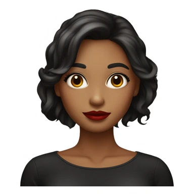 una chica de cabello negro largo con labial rojo y ojos marrones con piel blanca sticker