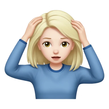 girl pulling her hair  sticker