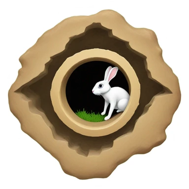 Hole with a rabbit running in it  sticker