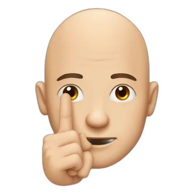 bald man with ring finger. middle finger. point finger. sticker