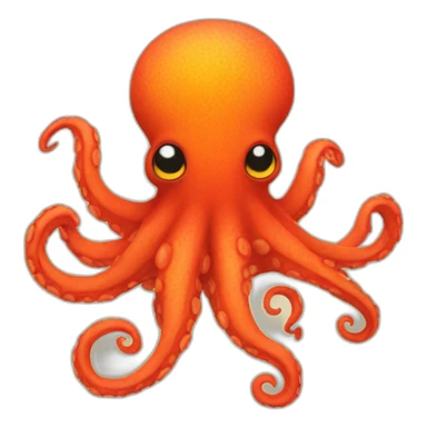 An red and orange octopus plush sticker