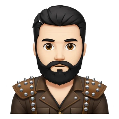 A large, bearded college professor with black hair in bondage gear sticker