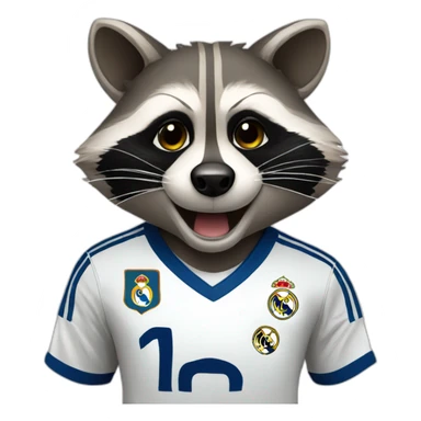 raccoon dressed in real madrid soccer gear sticker