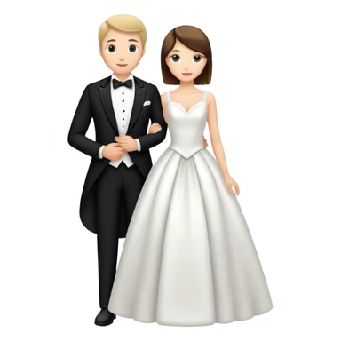 Caucasian couple in tuxedo and gown posing together  sticker