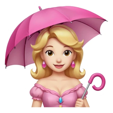 princess peach with a pink umbrella  sticker