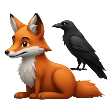 realistic fox and crow sticker