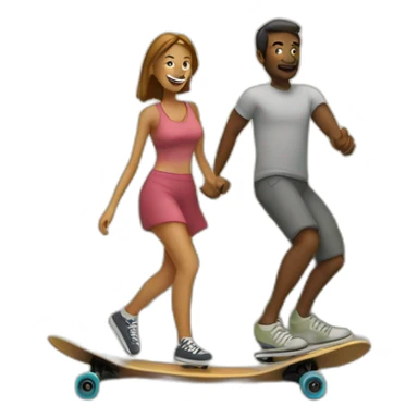 Husband and wife longboarding sticker