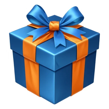 crystal orange gift box with blue ribbon sticker