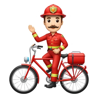 Un pompier avec une moustache sur un vélo  sticker