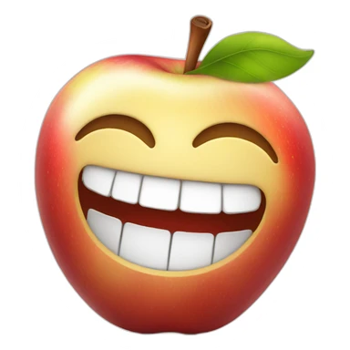 Apple with a big smile sticker