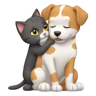 Dog and cat hugging each other  sticker