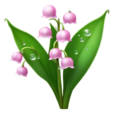 Pink lily of the valley bush with long stems and water droplets sticker
