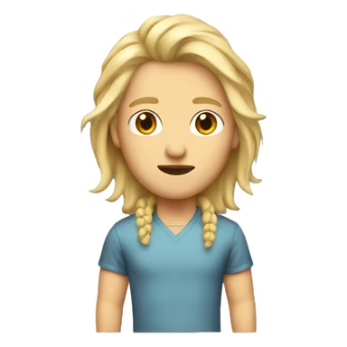 Blonde short mullet, no moustache sticker