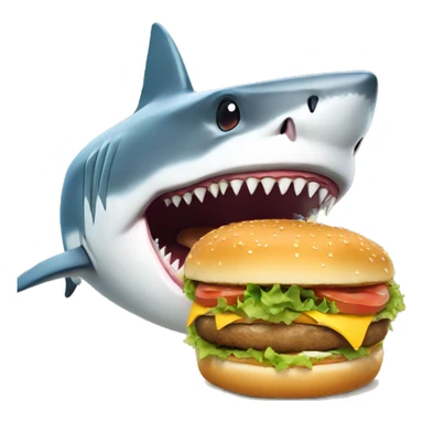 Shark eating a burger  sticker