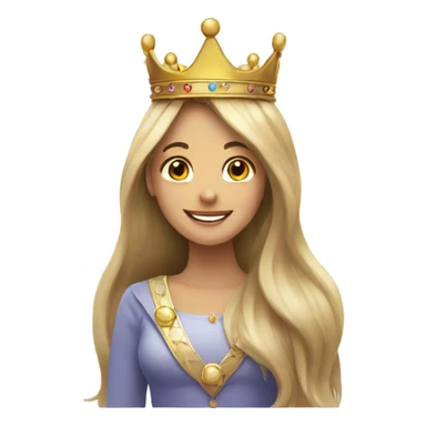 smiling girl with long hair with a crown sticker