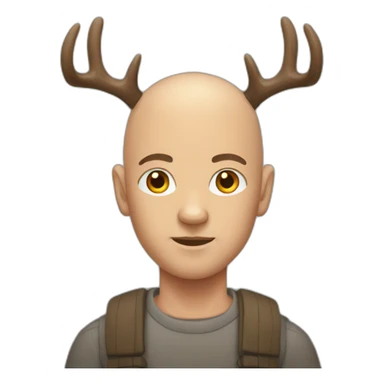shaved head deer man sticker