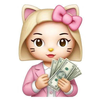 Hello kitty with money bills  sticker