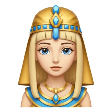 Cleopatra vestita da faraone con il cappello da faraone ma con gli occhi azzurri e i capelli lunghi biondi non troppo chiari sticker
