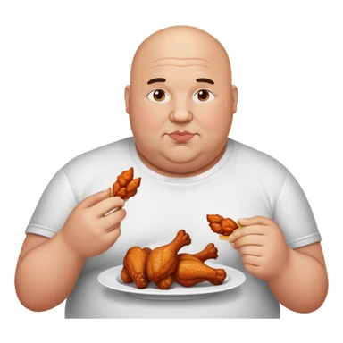 Fat bald man eating wings sticker