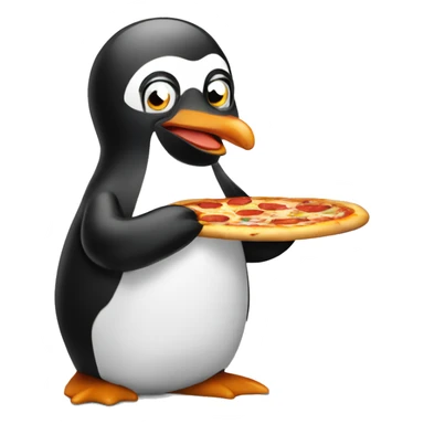 Pinguin making a pizza sticker