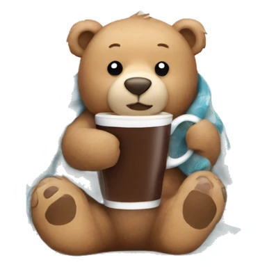 Bear with hot chocolate in blanket  sticker
