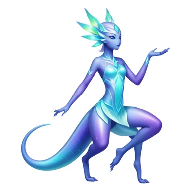 Shiny Exotic Nebulae Colorful Neon-colored Glittery Ethereal Sparkly Iridescent Amaura-Aurorus-Fakémon-hybrid-creature (full body)  sticker