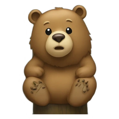 a bear shitting in the woods sticker