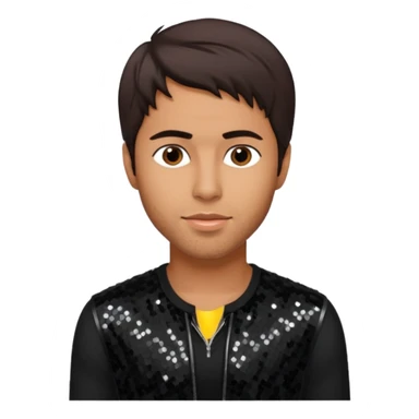 Enrique Iglesias with dark brown hair, black sequin outfit sticker