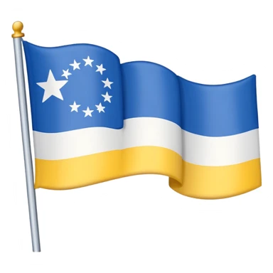 A flag with Blue on top than in the middle White and on the bottom yellow sticker